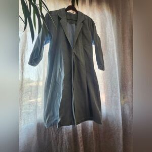 Vintage 90s Tench Coat Denim Light Wash Structured Minimalist